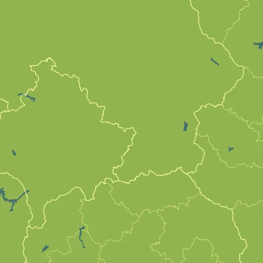 Map with Kosovo in the center and a precipitation layer on top.