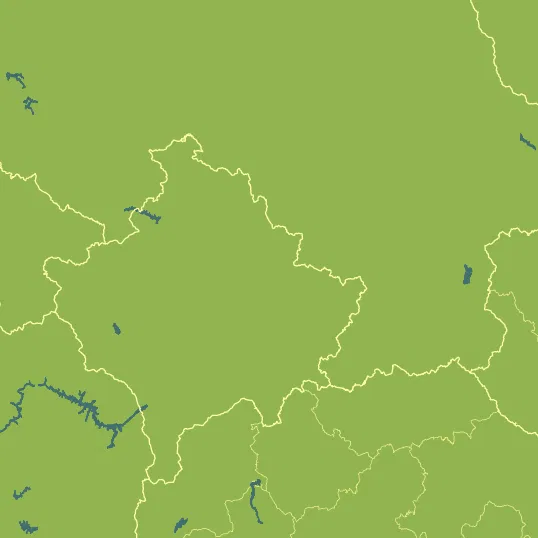 Map with Kosovo in the center and a precipitation layer on top.