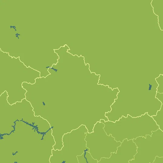 Map with Kosovo in the center and a precipitation layer on top.