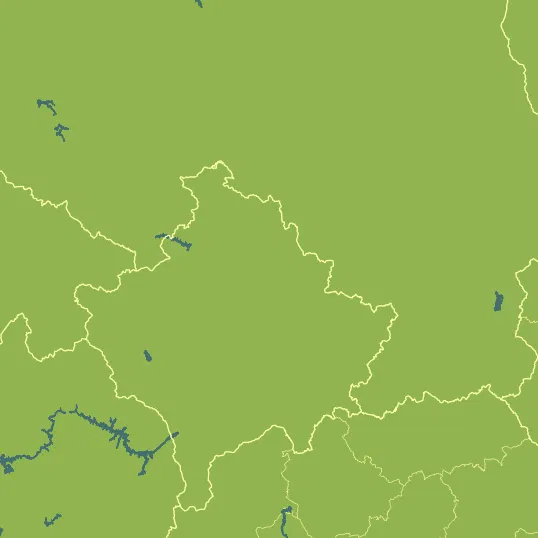 Map with Kosovo in the center and a precipitation layer on top.