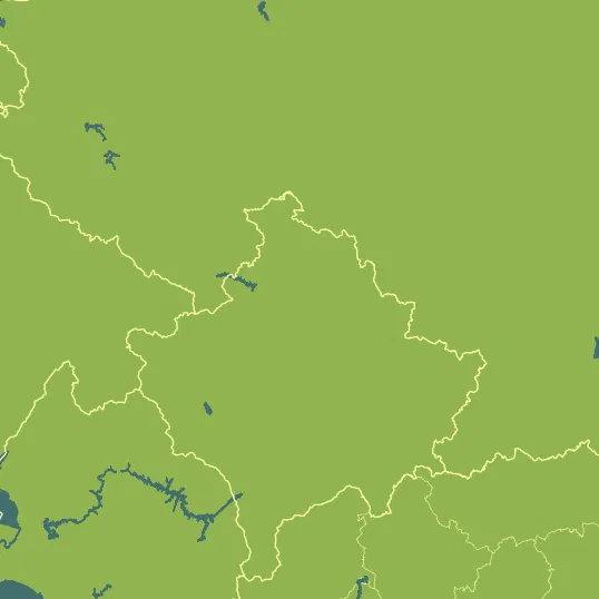 Map with Kosovo in the center and a precipitation layer on top.