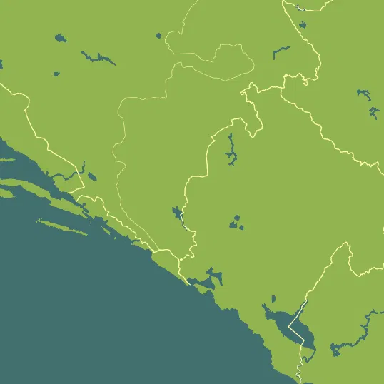 Map with Montenegro in the center and a precipitation layer on top.