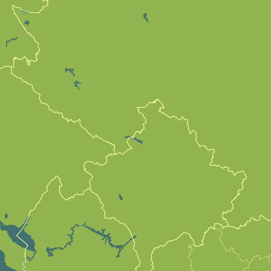 Map with Kosovo in the center and a precipitation layer on top.