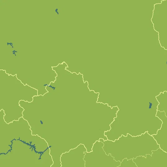 Map with Kosovo in the center and a precipitation layer on top.