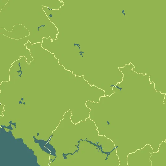 Map with Montenegro in the center and a precipitation layer on top.