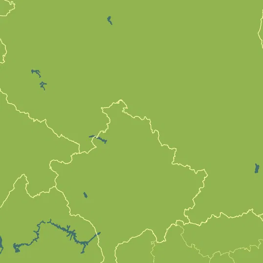 Map with Kosovo in the center and a precipitation layer on top.