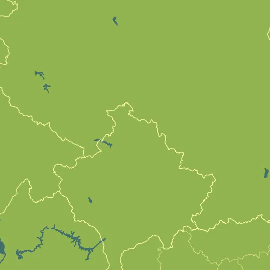 Map with Kosovo in the center and a precipitation layer on top.