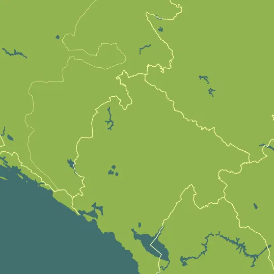 Map with Montenegro in the center and a precipitation layer on top.