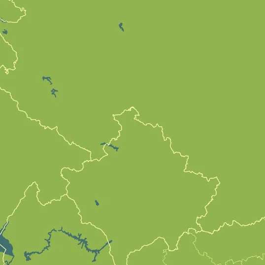 Map with Kosovo in the center and a precipitation layer on top.