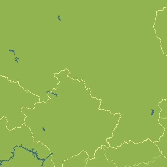 Map with Kosovo in the center and a precipitation layer on top.