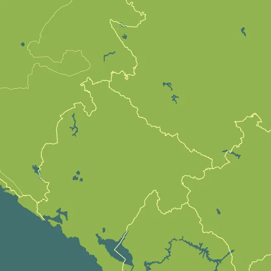 Map with Montenegro in the center and a precipitation layer on top.