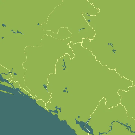 Map with Montenegro in the center and a precipitation layer on top.