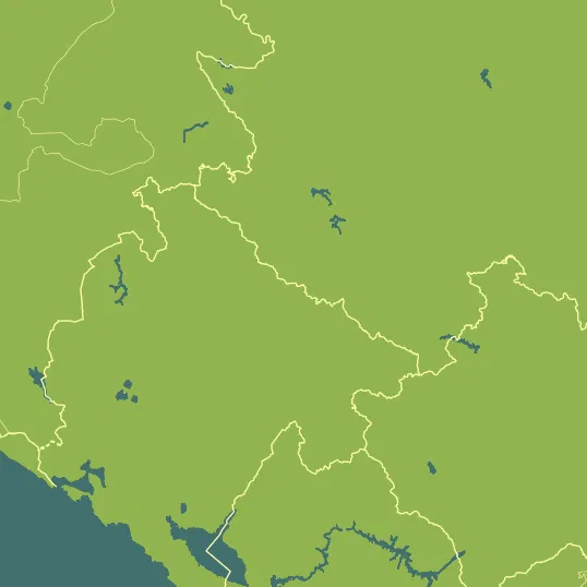 Map with Montenegro in the center and a precipitation layer on top.