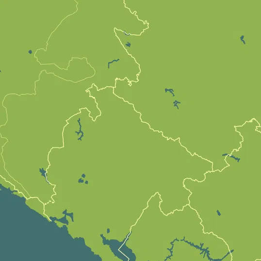 Map with Montenegro in the center and a precipitation layer on top.