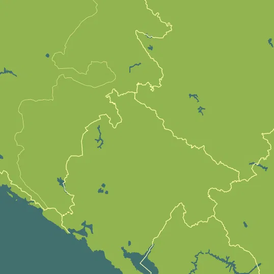 Map with Montenegro in the center and a precipitation layer on top.