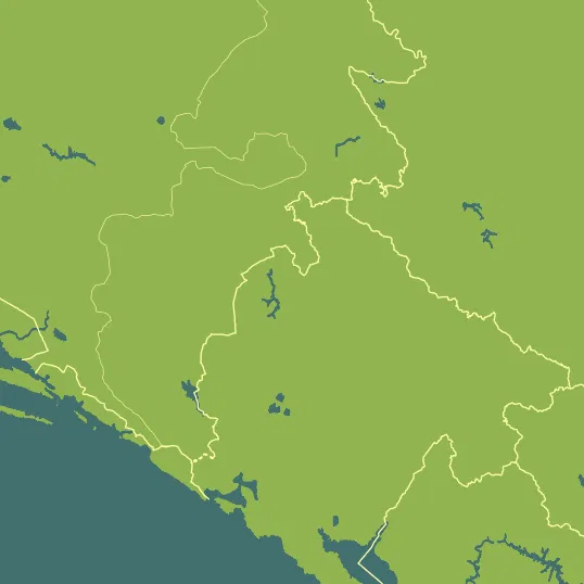 Map with Montenegro in the center and a precipitation layer on top.