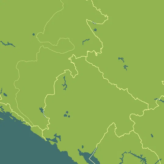 Map with Montenegro in the center and a precipitation layer on top.