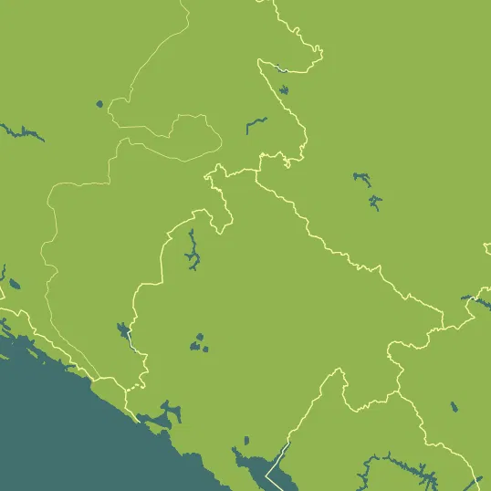 Map with Montenegro in the center and a precipitation layer on top.