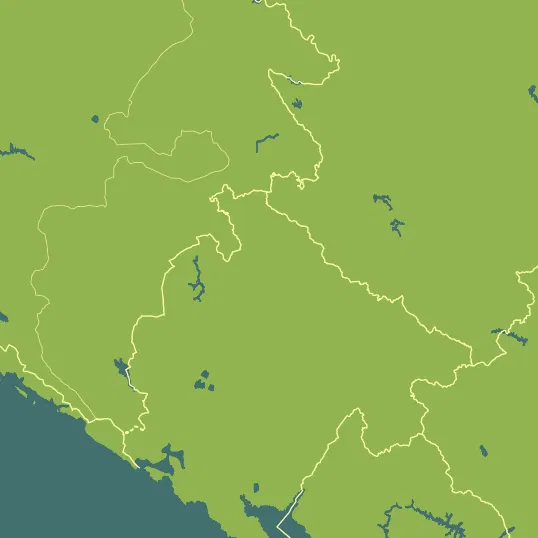 Map with Montenegro in the center and a precipitation layer on top.