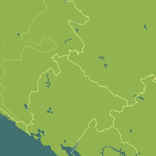 Map with Montenegro in the center and a precipitation layer on top.