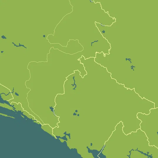 Map with Montenegro in the center and a precipitation layer on top.