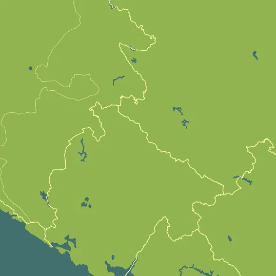 Map with Montenegro in the center and a precipitation layer on top.