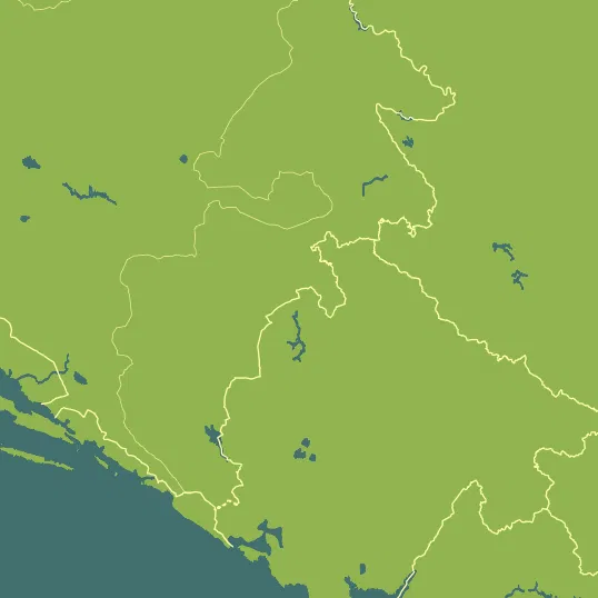 Map with Montenegro in the center and a precipitation layer on top.