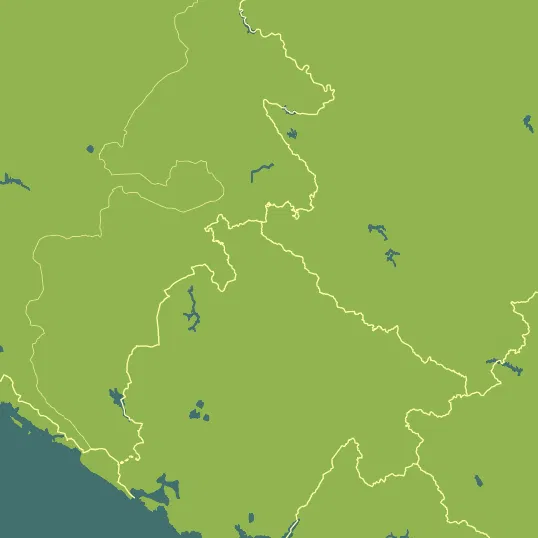 Map with Montenegro in the center and a precipitation layer on top.