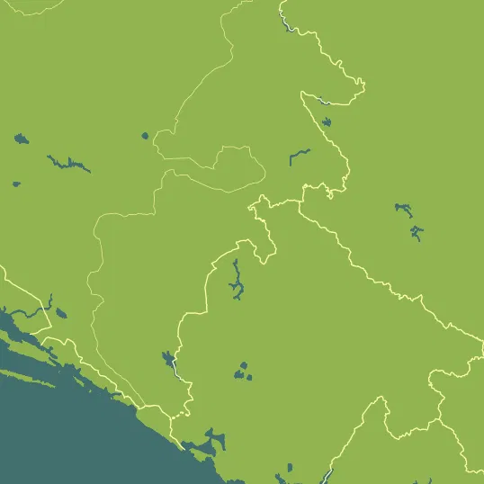 Map with Montenegro in the center and a precipitation layer on top.