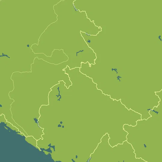 Map with Montenegro in the center and a precipitation layer on top.