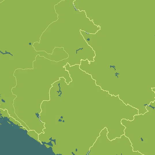 Map with Montenegro in the center and a precipitation layer on top.