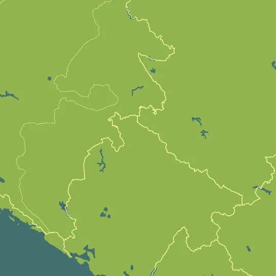 Map with Montenegro in the center and a precipitation layer on top.