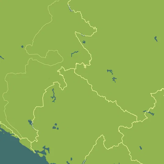 Map with Montenegro in the center and a precipitation layer on top.