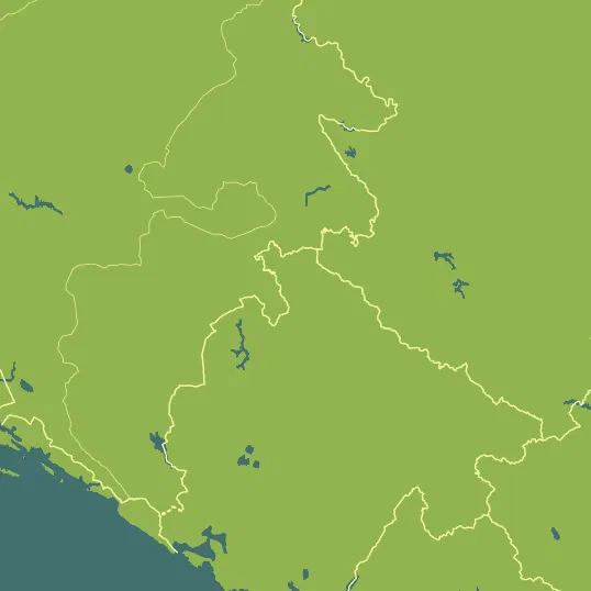 Map with Montenegro in the center and a precipitation layer on top.