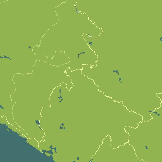 Map with Montenegro in the center and a precipitation layer on top.