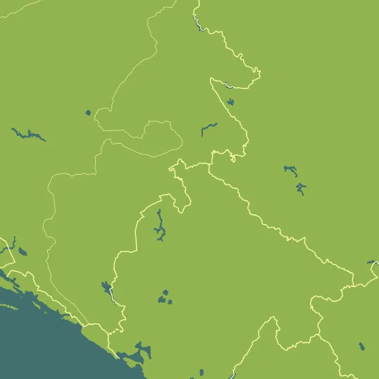 Map with Montenegro in the center and a precipitation layer on top.