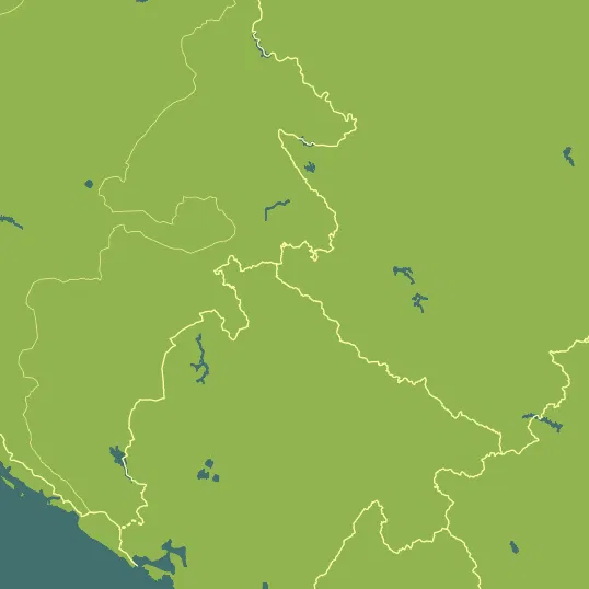 Map with Montenegro in the center and a precipitation layer on top.