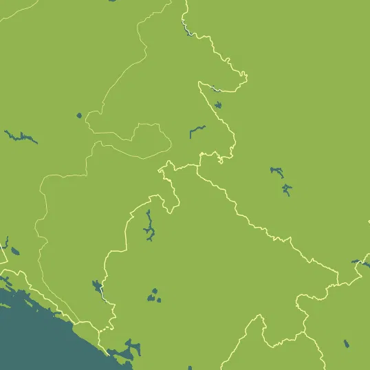 Map with Montenegro in the center and a precipitation layer on top.