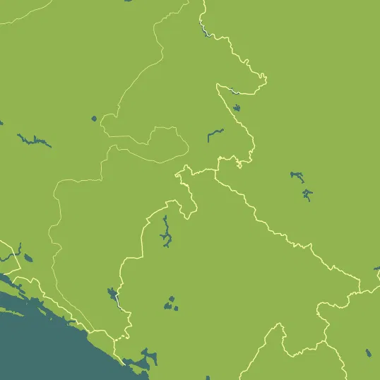 Map with Montenegro in the center and a precipitation layer on top.