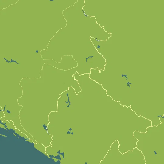 Map with Montenegro in the center and a precipitation layer on top.