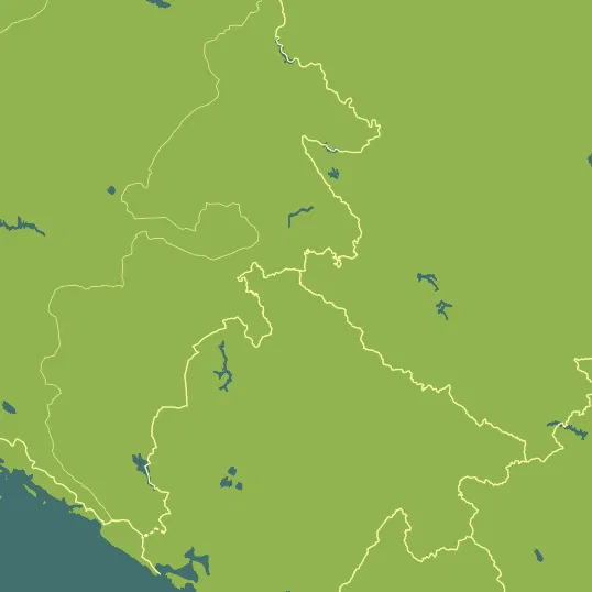 Map with Montenegro in the center and a precipitation layer on top.