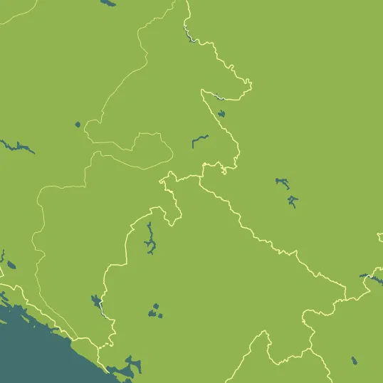 Map with Montenegro in the center and a precipitation layer on top.