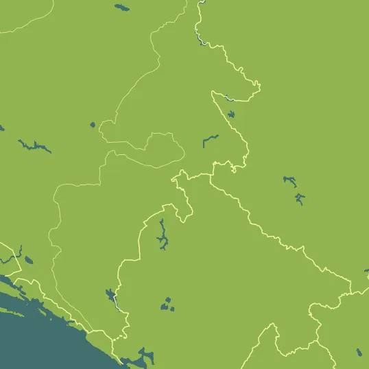 Map with Montenegro in the center and a precipitation layer on top.