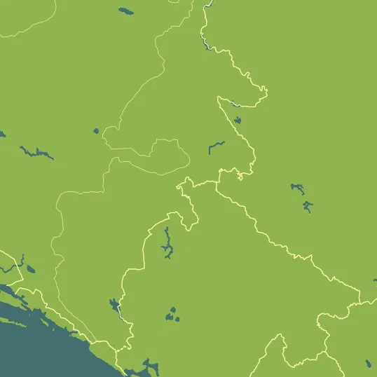 Map with Montenegro in the center and a precipitation layer on top.