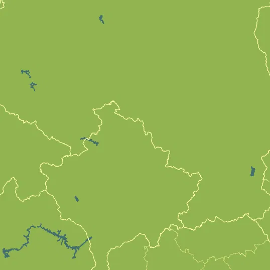 Map with Kosovo in the center and a precipitation layer on top.