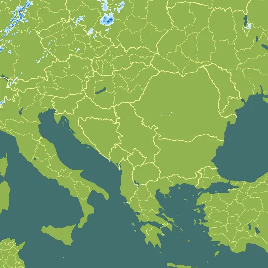 Map with Serbia in the center and a precipitation layer on top.