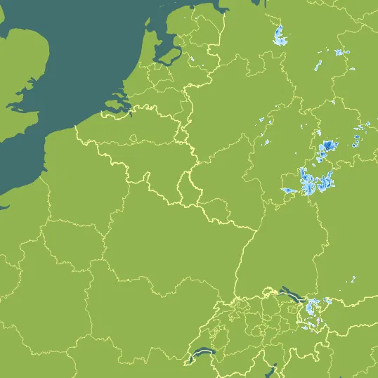 Map with Luxembourg in the center and a precipitation layer on top.