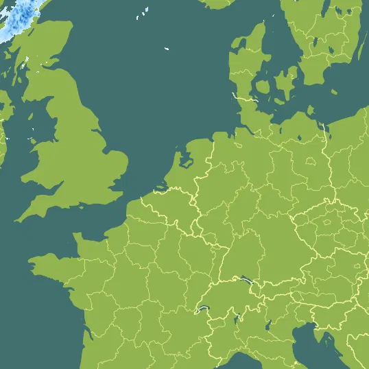 Map with Netherlands in the center and a precipitation layer on top.