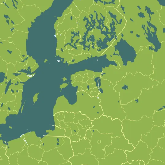 Map with Estonia in the center and a precipitation layer on top.