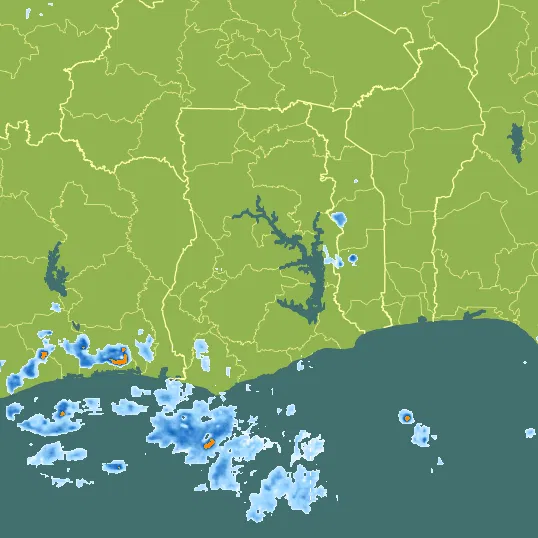 Map with Ghana in the center and a precipitation layer on top.